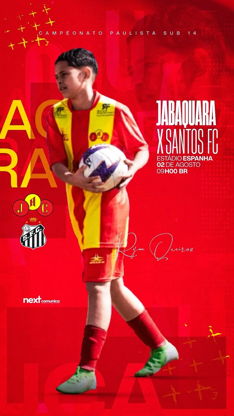 Arte esportiva em vermelho criada pela Next Comunica